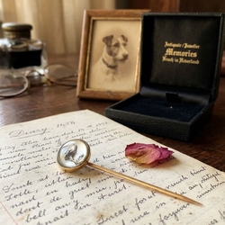 Gouden dasspeld intaglio hond