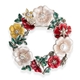 Zilveren broche-hanger met emaille parels en wit topaas bloemenkrans