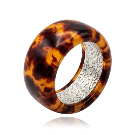 Zilveren ring bezet met schildpad kleur emaile 17,5