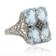 Zilveren ring bezet met topazen en een markasietje art deco stijl