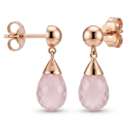 Roségouden oorstekers rozenkwarts