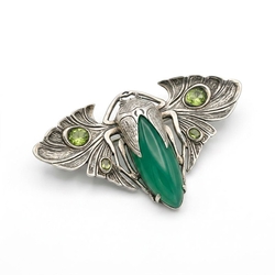 Zilveren hanger broche agaat peridot