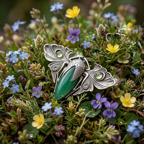 Zilveren hanger broche agaat peridot