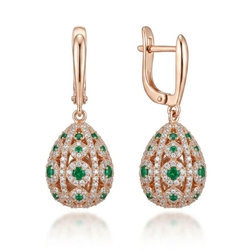 Tsars Collection rosévergulde oorhangers wit groen
