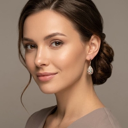 Tsars Collection rosé zilver oorhangers wit groen