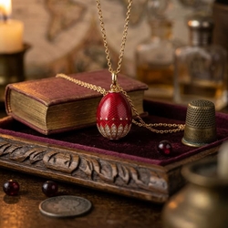 Fabergé ei hanger rood emaille met zirkonia P01482r