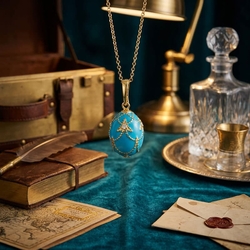 Faberge ei hanger turkoois emaille met zirkoon F003