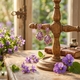 Tatiana Faberge oorbellen paarse bloemen