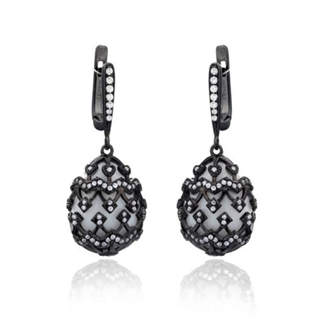 Zilver oorbellen gezwart met agaat Tatiana Fabergé