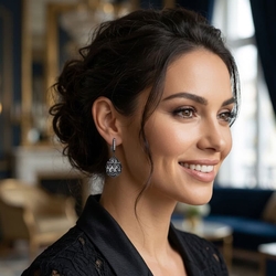 Zilver oorbellen gezwart met agaat Tatiana Fabergé
