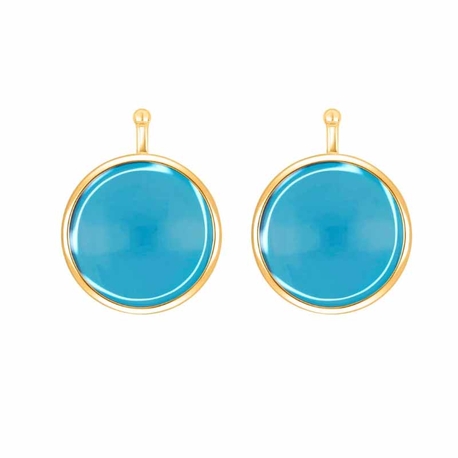 Heide Heinzendorff ronde zilveren aanhangers licht blauw E73