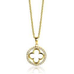 ZINZI verguld zilveren collier klaver met zirkonia ZIC2617Y