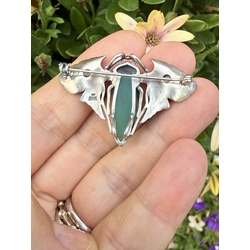 Zilveren hanger broche agaat peridot