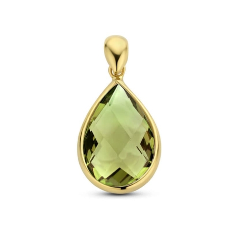18krt gouden hanger groen kwarts