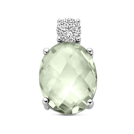 Zilveren hanger groen amethist en zirkonia