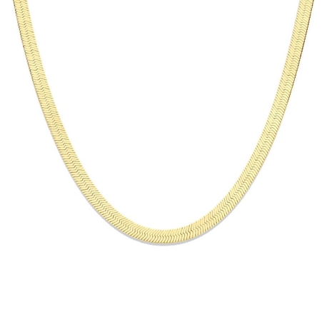 Verguld zilveren slangencollier plat 8,5mm 43 cm lang