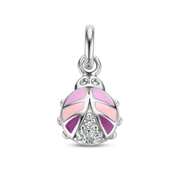 Zilver hangertje lieveheersbeest zirkonia emaille