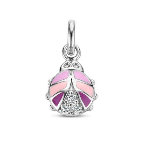 Zilver hangertje lieveheersbeest zirkonia emaille