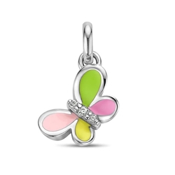 Zilver hangertje vlinder met emaille en zirkonia