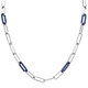 ZINZI zilveren collier paperclip schakels lapis blauw 45 cm
