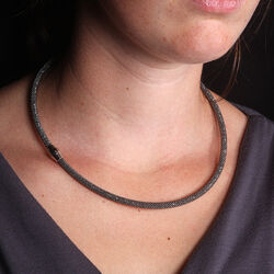 Zilveren collier zwart ZIC681z