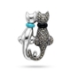 Zilveren hanger of broche verliefde poezen turquoise en onyx
