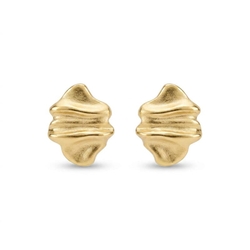 14krt gouden oorstekers met ribbels