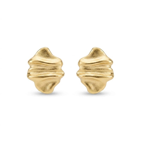 14krt gouden oorstekers met ribbels