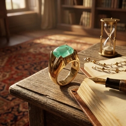 Vintage 14krt gouden ring met smaragd