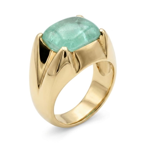Vintage 14krt gouden ring met smaragd