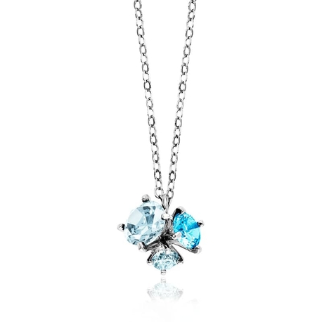 Julie Julsen zilveren ketting blauw spinel en topaas