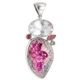 Zilveren hanger met witte kwarts, toermalijn en roze calciet kobalt
