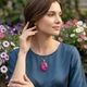 Grote rose druzy hanger zilver montuur