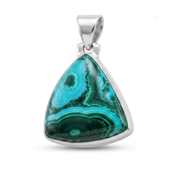Zilveren hanger met chrysocolla malachiet