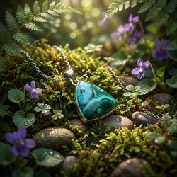 Zilveren hanger met chrysocolla malachiet