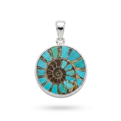 Starborn zilveren hanger met ammoniet met turkoois inlay