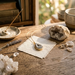Verguld zilveren hanger druzy agaat