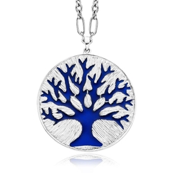 Julie Julsen zilveren hanger levensboom blauw emaille