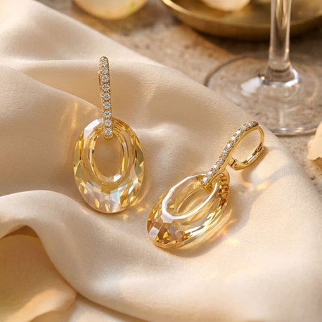 Creoli Carezza earhook zirkonia verguld voor M&L stones