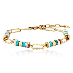 Julie Julsen vergulde armband Loving Stones turkooiskleurig jaspis en howliet