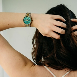 Julie Julsen bicolor stalen horloge met groene wijzerplaat