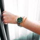 Julie Julsen bicolor stalen horloge met groene wijzerplaat Little Second