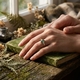 9k ring met mosagaat en lg diamant