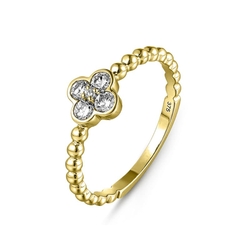 9k ring klaver met lg diamant