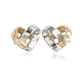 14krt bicolor gouden oorstekers hart 0.03ct