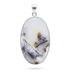 Zilveren hanger dendric agaat, groot