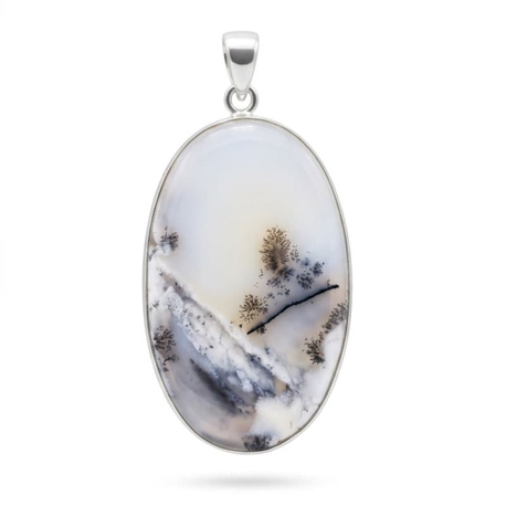 Zilveren hanger dendric agaat, groot