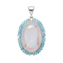 Starborn wit kwarts druzy apatiet hanger met opaal coating