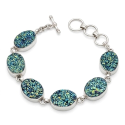 Starborn Zilveren armband met druzy kwarts, blauw/groen titanium coating