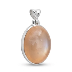 Zilveren hanger perzik maansteen cabochon